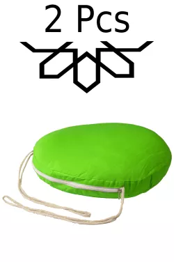 2x Mediterranean chair cushions seat cushion Alejandro round Green - 45 cm SET of 2