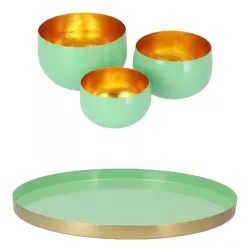 Gift set of 4 tea light holder serving tray decoration modern Marrakech Mint green
