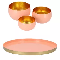 Gift set of 4 tea light holder serving tray decoration modern Marrakech peach