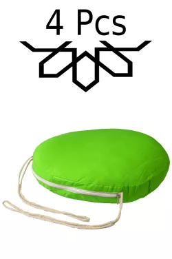 4x Mediterranean chair cushions seat cushion Alejandro round Green - 45 cm SET of 4