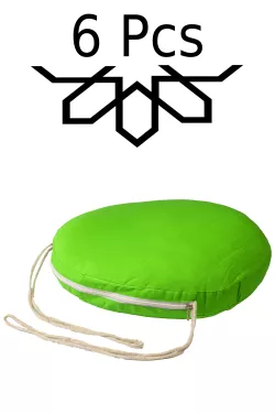 6x Mediterranean chair cushions seat cushion Alejandro round Green - 45 cm SET of 6