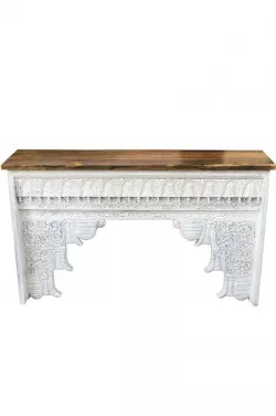 Oriental wood console sideboard Hadidza White 150cm