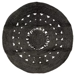 Boho decorative jute rug round Maya 100cm black