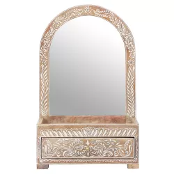 Boho decorative make-up mirror Standing mirror made of wood Akhila