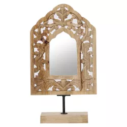 Boho decorative make-up mirror Standing mirror made of wood Akaash -1-