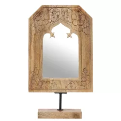 Boho decorative make-up mirror Standing mirror made of wood Akaash -2-