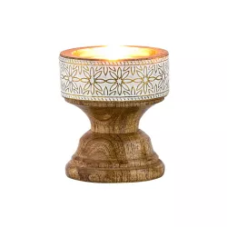 Boho decorative tealight holder wooden candle holder Hamida