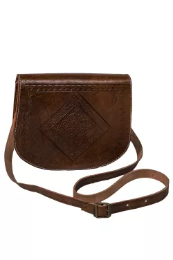 Moroccan Leather Handbag Fes - Dark Brown