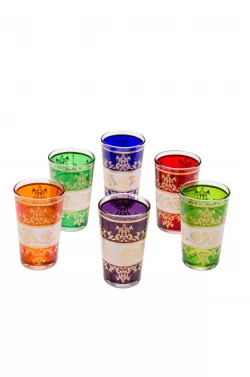 6x Tea Glass Laman Multi Colored