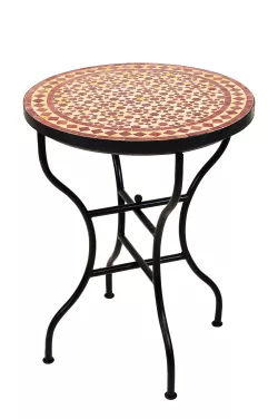 Moroccan Mosaic table Albaicin Beige Burgundy ø 60cm