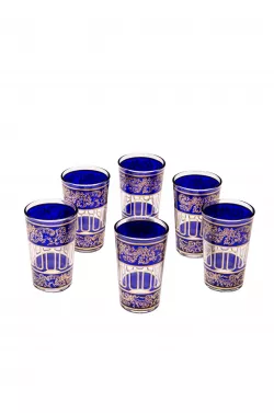 6x Tea Glass Lamia Blue