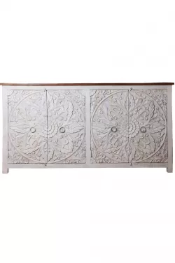 Oriental solid wood dresser sideboard Faiza white