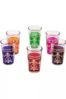 6x Tea Glass Arab Multi Colored