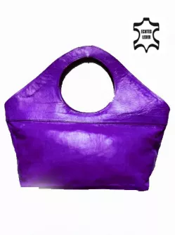 Oriental Leather Handbag Schopper Loubna - Purple