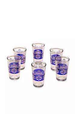 6x Tea Glass Marrakesh blue