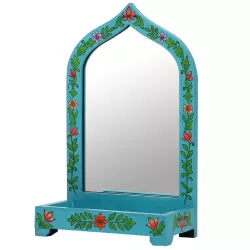 Oriental decorative make-up mirror Wooden hall mirror Akriti -2-